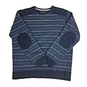 Massive Apparel Mens XL‎ Blue Striped Crewneck Sweatshirt Elbow Patches RN96415